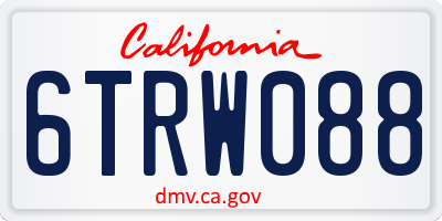 CA license plate 6TRW088