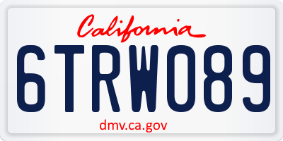 CA license plate 6TRW089