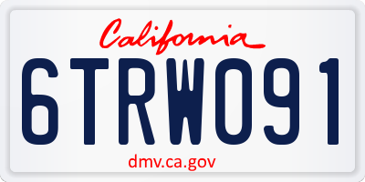 CA license plate 6TRW091