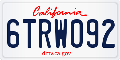 CA license plate 6TRW092