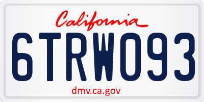 CA license plate 6TRW093
