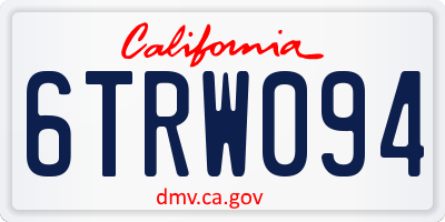 CA license plate 6TRW094