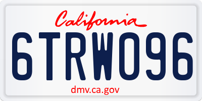 CA license plate 6TRW096