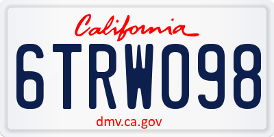 CA license plate 6TRW098