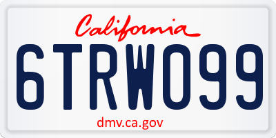 CA license plate 6TRW099