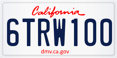 CA license plate 6TRW100