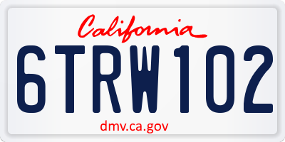 CA license plate 6TRW102