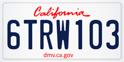 CA license plate 6TRW103