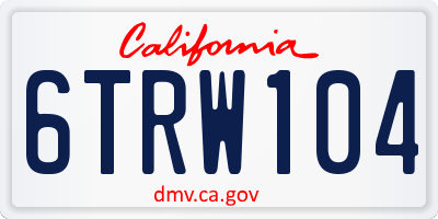 CA license plate 6TRW104