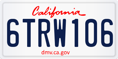 CA license plate 6TRW106