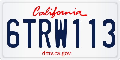 CA license plate 6TRW113