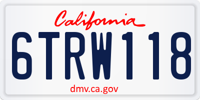 CA license plate 6TRW118