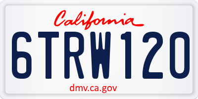 CA license plate 6TRW120
