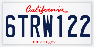 CA license plate 6TRW122