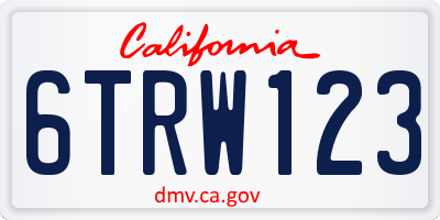 CA license plate 6TRW123
