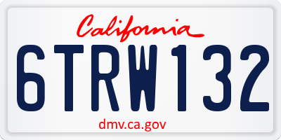 CA license plate 6TRW132