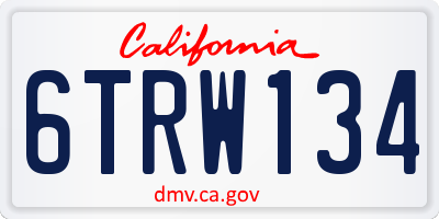 CA license plate 6TRW134