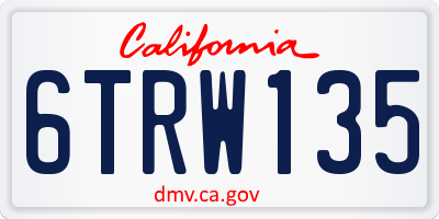 CA license plate 6TRW135