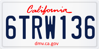 CA license plate 6TRW136