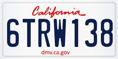 CA license plate 6TRW138