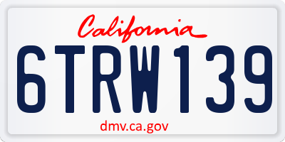 CA license plate 6TRW139