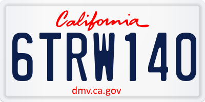 CA license plate 6TRW140
