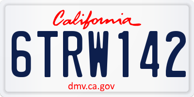 CA license plate 6TRW142