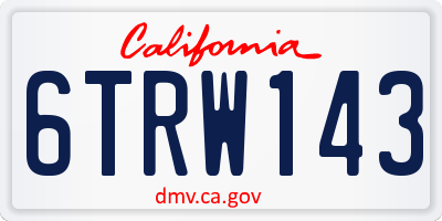 CA license plate 6TRW143