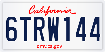 CA license plate 6TRW144