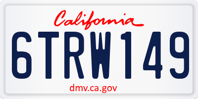 CA license plate 6TRW149