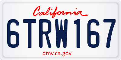 CA license plate 6TRW167