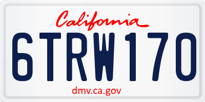 CA license plate 6TRW170