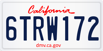 CA license plate 6TRW172