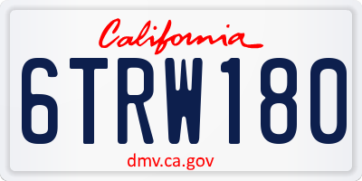 CA license plate 6TRW180