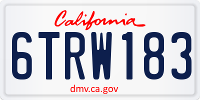 CA license plate 6TRW183