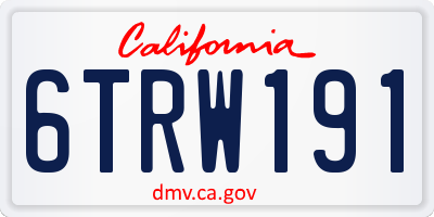 CA license plate 6TRW191