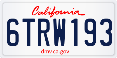 CA license plate 6TRW193