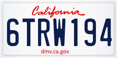 CA license plate 6TRW194