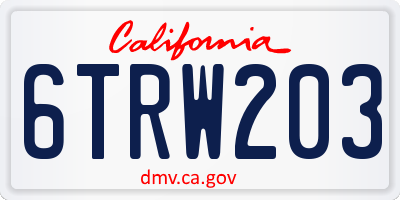 CA license plate 6TRW203