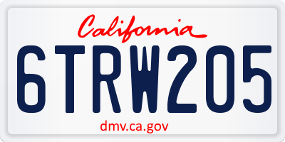 CA license plate 6TRW205