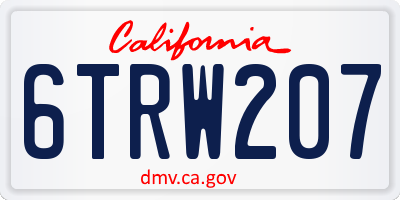 CA license plate 6TRW207