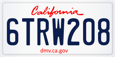 CA license plate 6TRW208