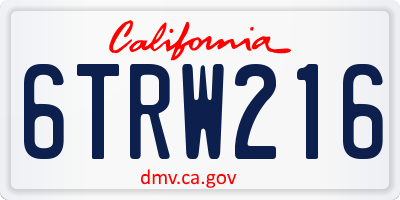 CA license plate 6TRW216