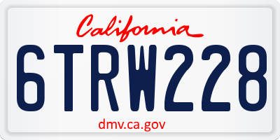 CA license plate 6TRW228