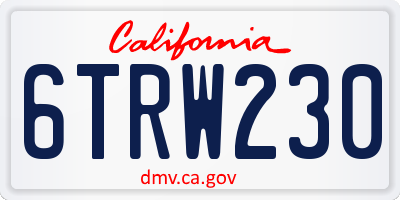 CA license plate 6TRW230