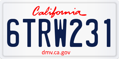 CA license plate 6TRW231