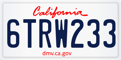 CA license plate 6TRW233