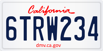 CA license plate 6TRW234
