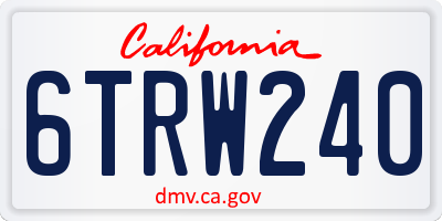 CA license plate 6TRW240