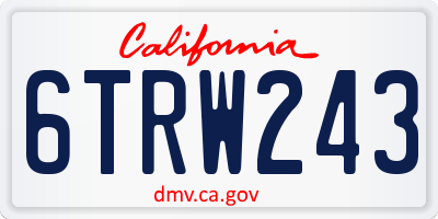 CA license plate 6TRW243